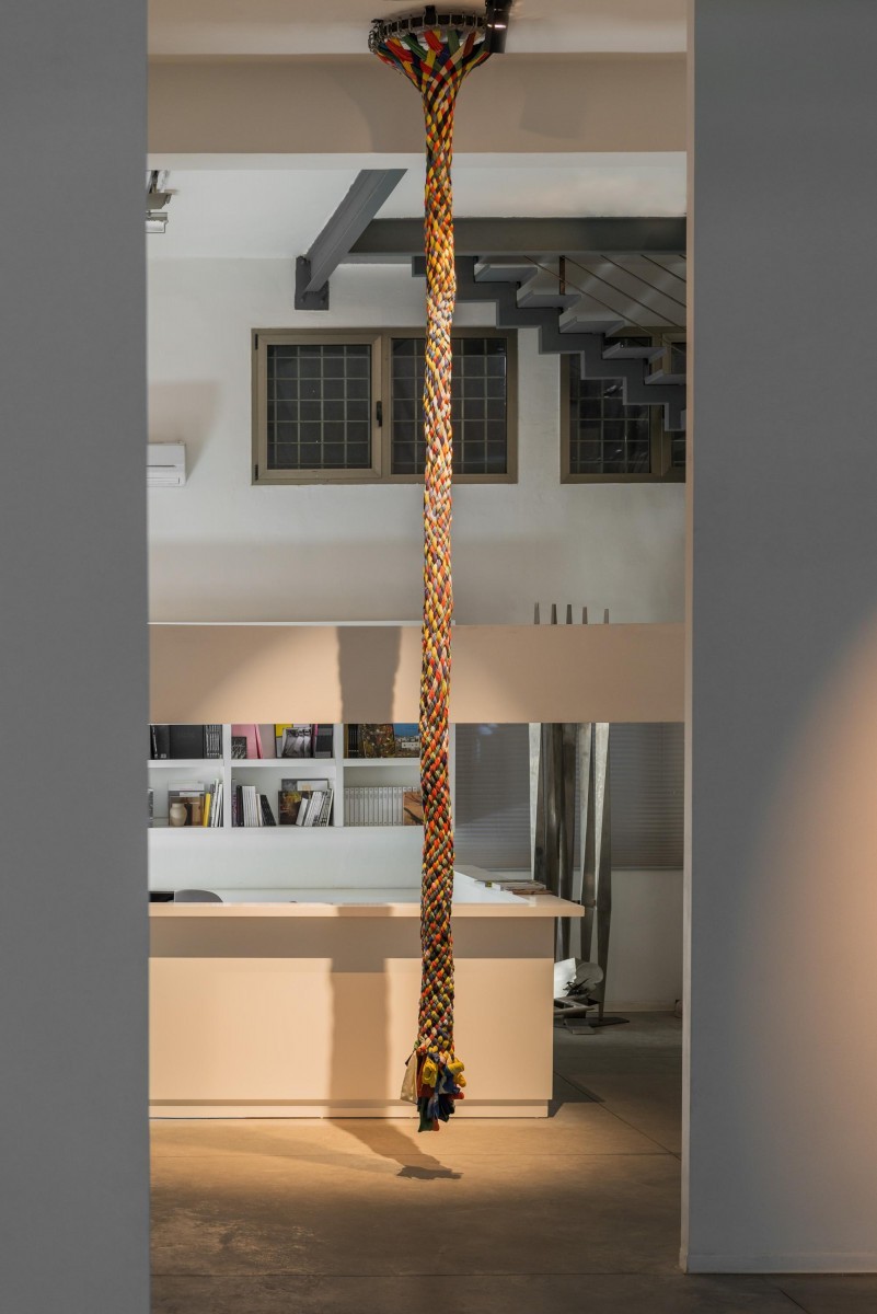 Sigalit Landau, Umbilical Chord, 2015, textile ribbons ,470cm (h) (2)