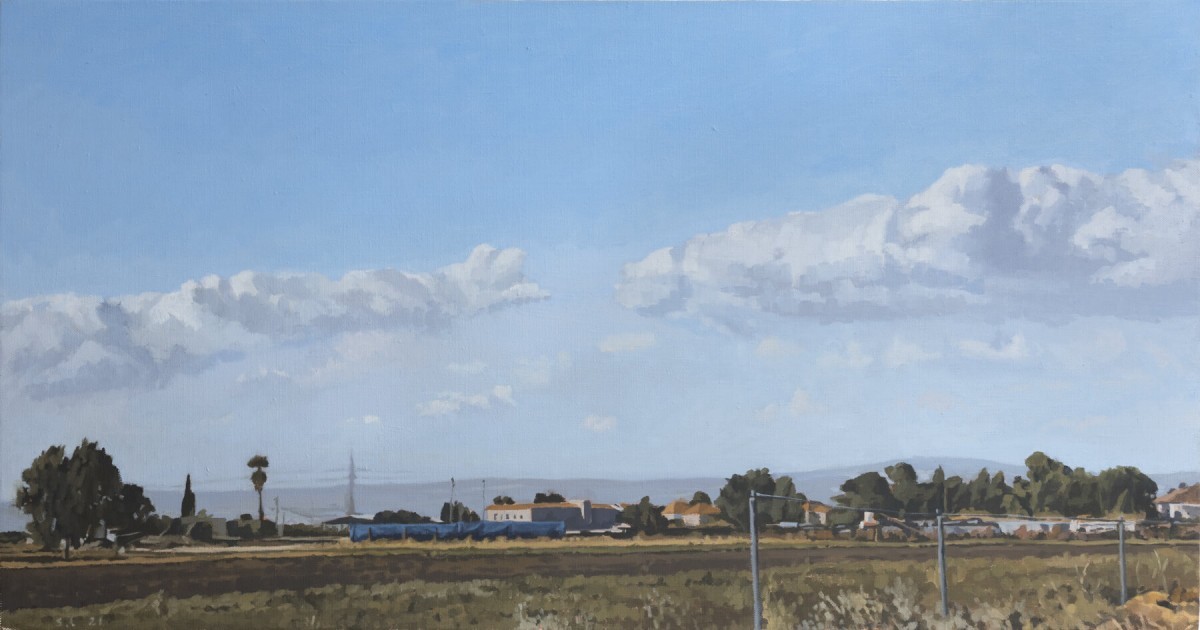 Shlomi Lellouche, View of Nir valley, 2021, Oil on canvas, 53 x 100 cm