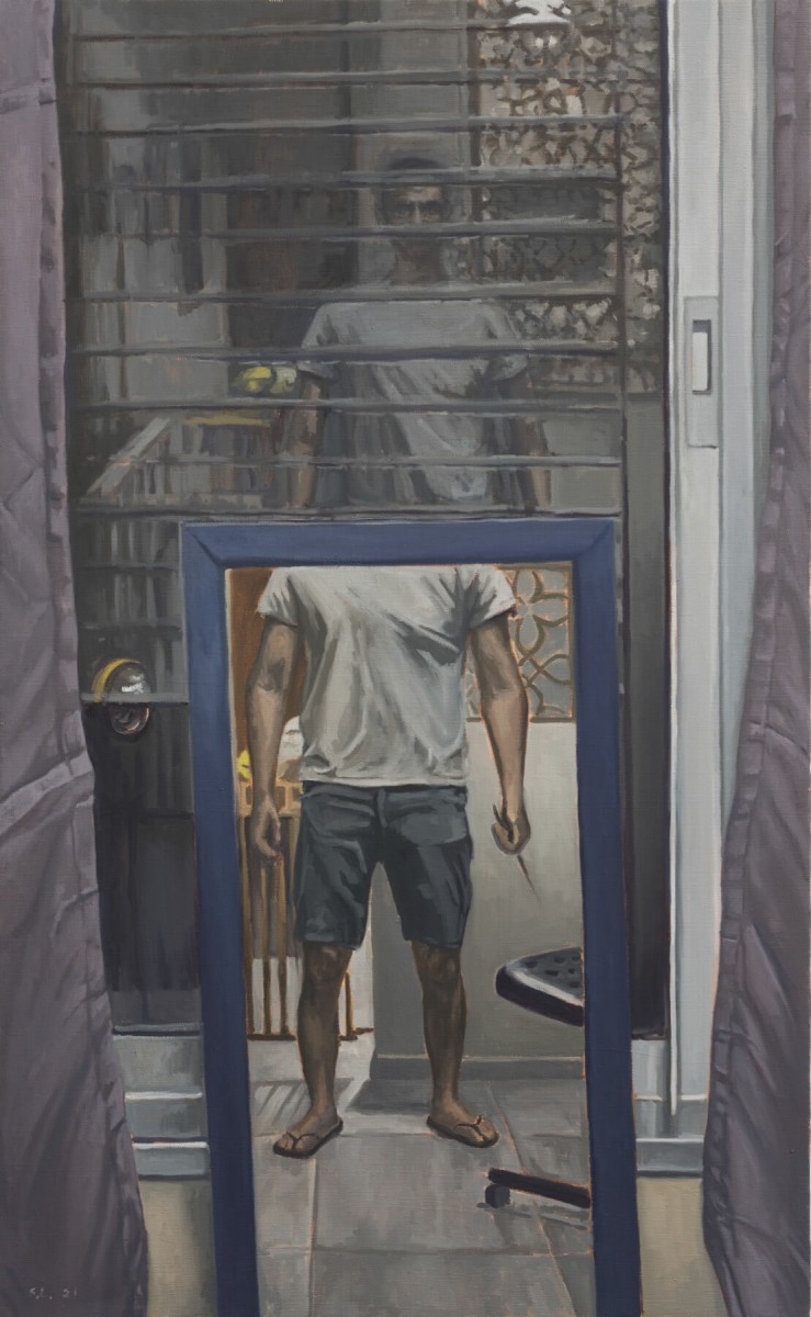 Shlomi Lellouche, Double mirror, 2021, Oil on canvas, 105 x 65 cm