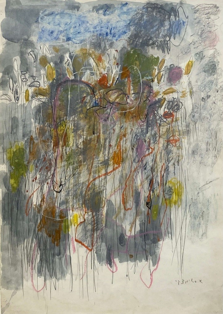 Avigdor Stematsky, Abstract,the 70's, Oil chalk on paper 70 x 50 cm