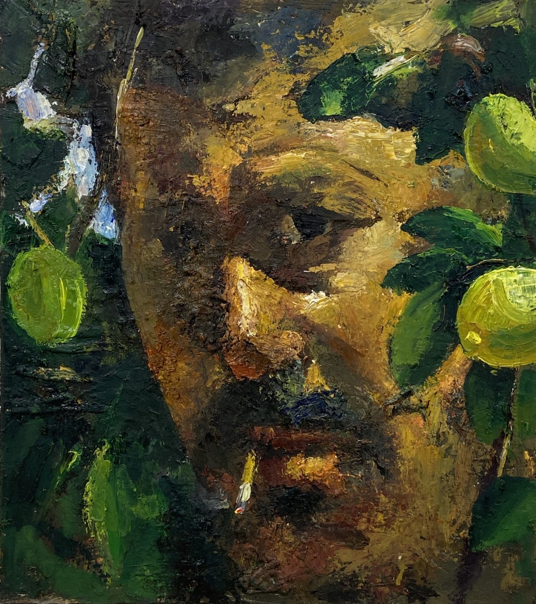 Ilan Baruch, Figure, Oil on wood 47 x 45