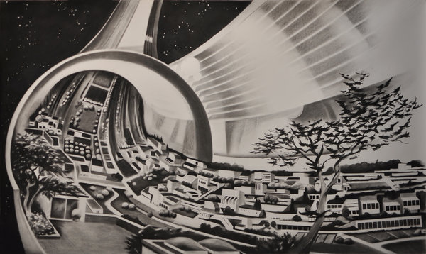 1262_Hillel Roman, Expansion, 2016, Charcoal on paper, 250X160cm-600x358