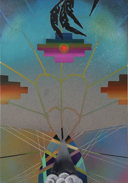 1336_Sharona Eliassaf, Untitled 2, 2016, Oil and spray on canvas, 70x50 cm-422x600