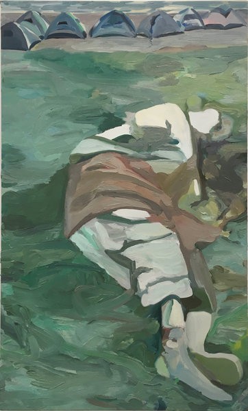1401_4 Etay Kaminer, Untitled, 2017, Oil and acrylic on canvas, 109x64 cm-362x600