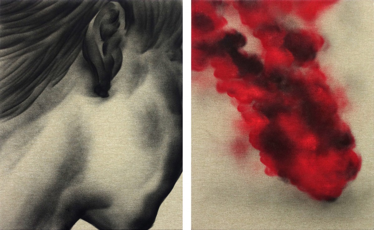 Klone, Gone ( with the wind comes the fire), 2018, spray paint on canvas, 80x64 cm
