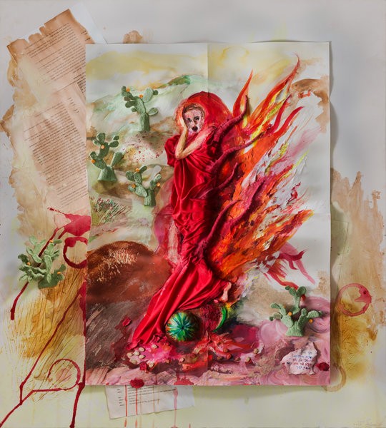 1141_Sigalit Landau, Daughter Slaughter [Sabres-Clonex], 2015, mixed media, 108x97x10 cm-540x600