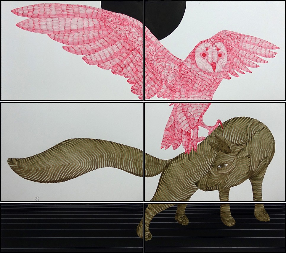 Klone, The Importance of Touch (Collaborative Effort), 2016, Ink on paper, 175x200 cm