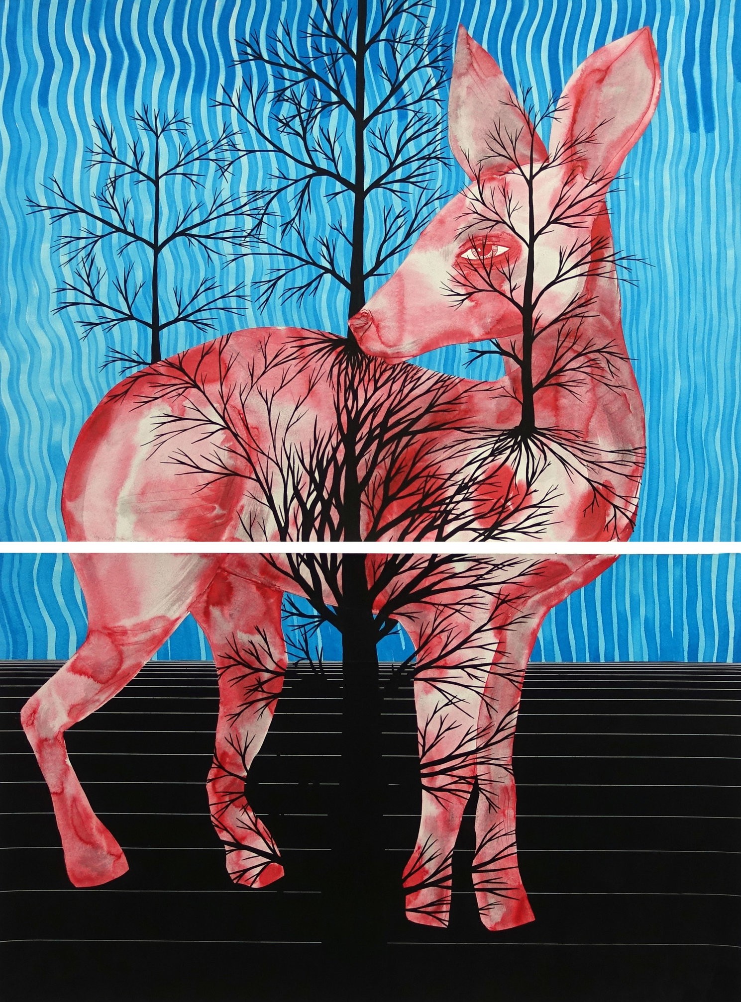 Klone, The Longing, 2014, Ink on paper, 129x96 cm