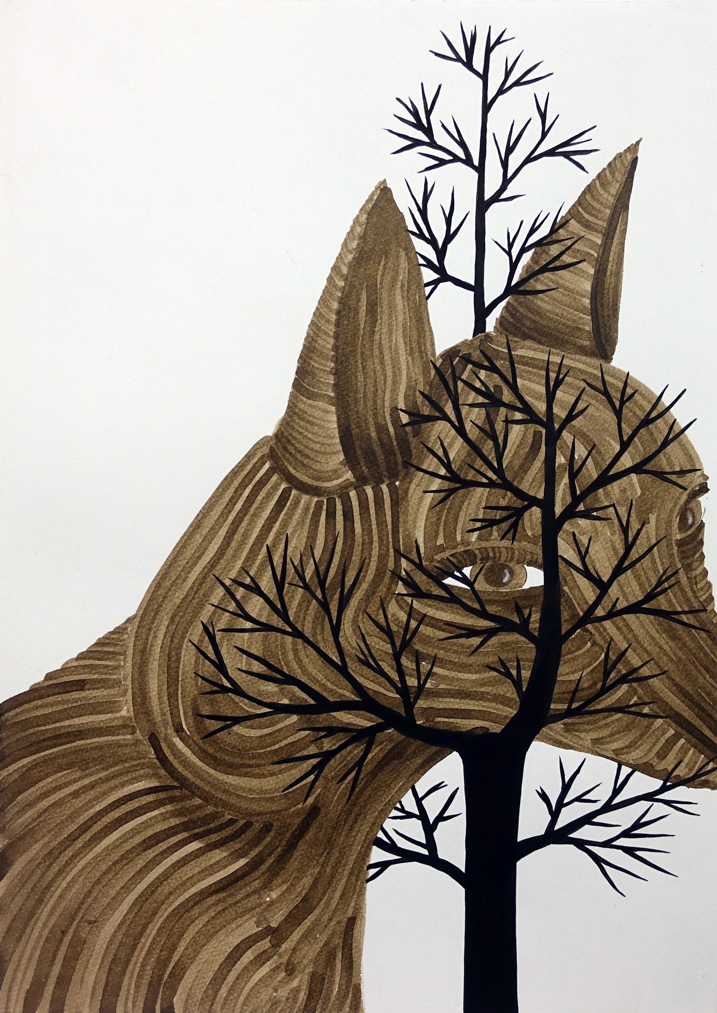 Klone, The Miseducation of (the Fox), 2015, Ink on paper, 70x50 cm