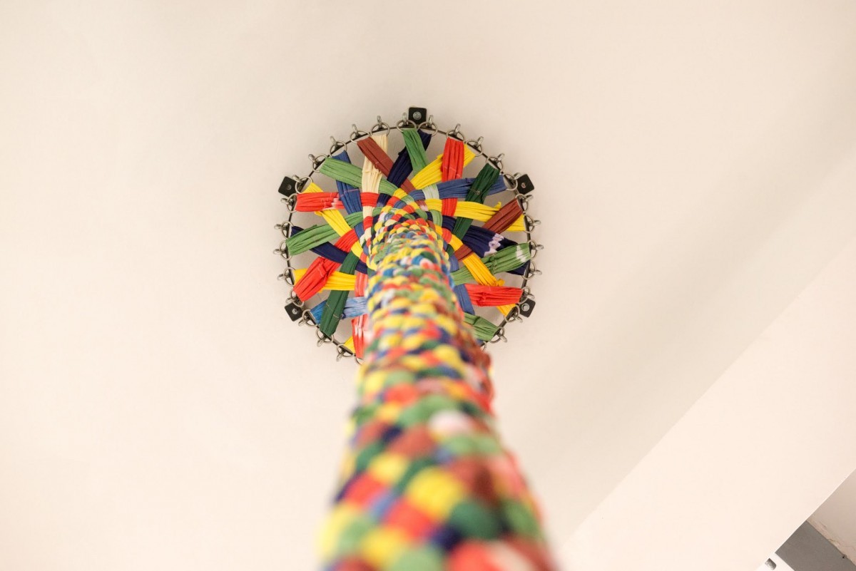 Sigalit Landau, Umbilical Chord, 2015, textile ribbons ,470cm (h) (4)