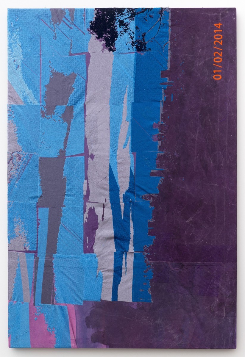 Brendan Fowler, from north (…), 2014, rayon, polyester, acrylic on canvas, aluminium stretchers, 152.5x101