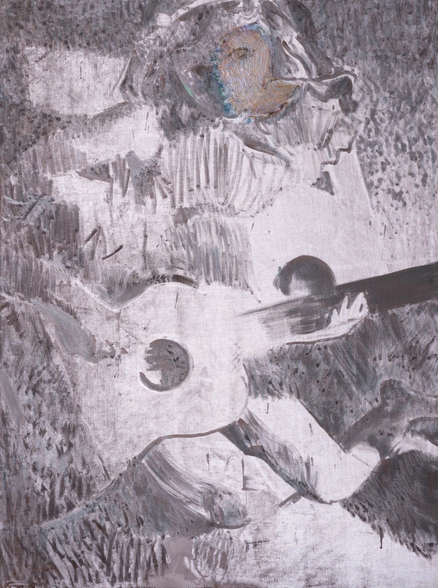 Ran Tenenbaum, Tehila, 2020, Interference acrylic &amp; oil on velvet, 120x90 cm