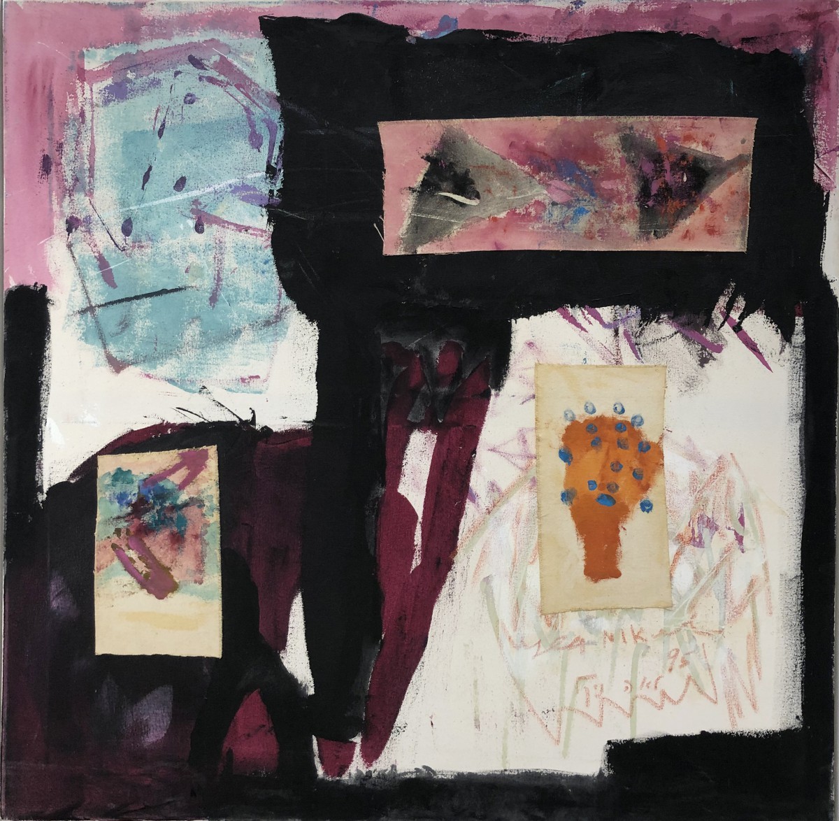 Lea Nikel, Untitled Acrylic and collage on canvas,1995,100x100 cm, $16,000