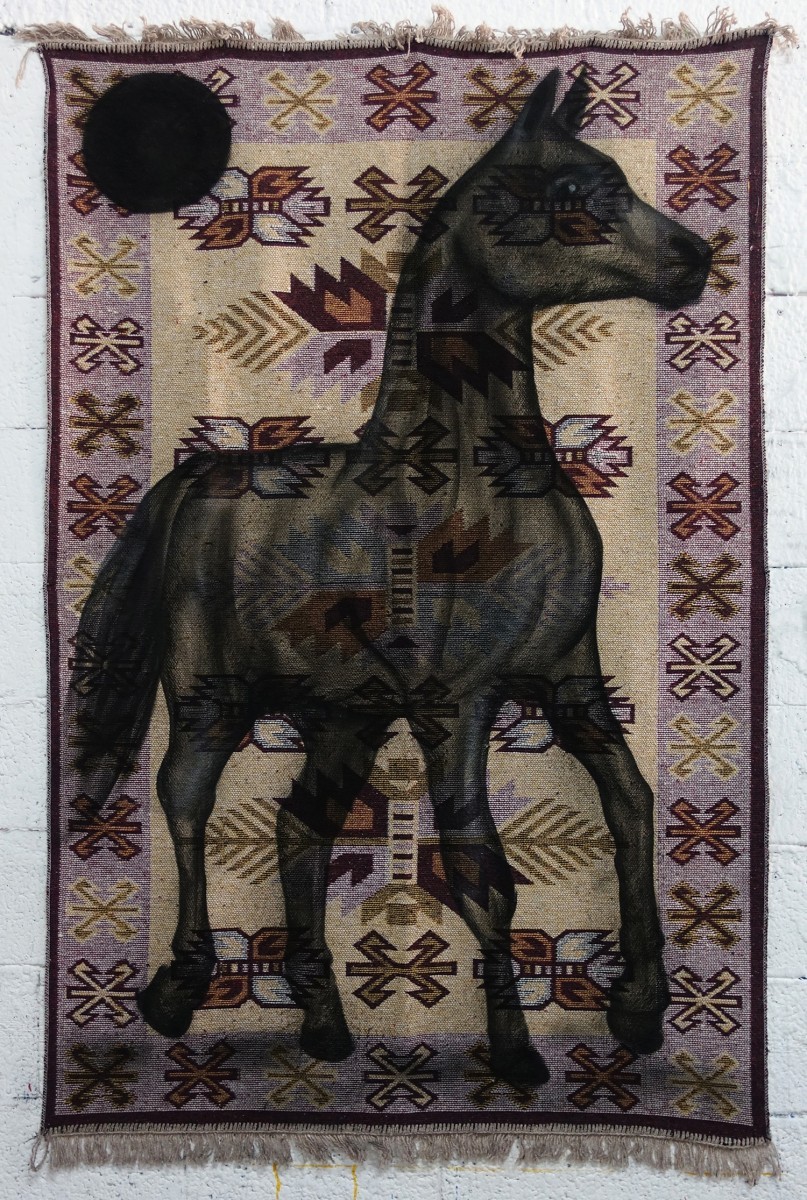Klone, Freedom, as we imagined it, Spray paint on carpet, 180x113cm, 2021