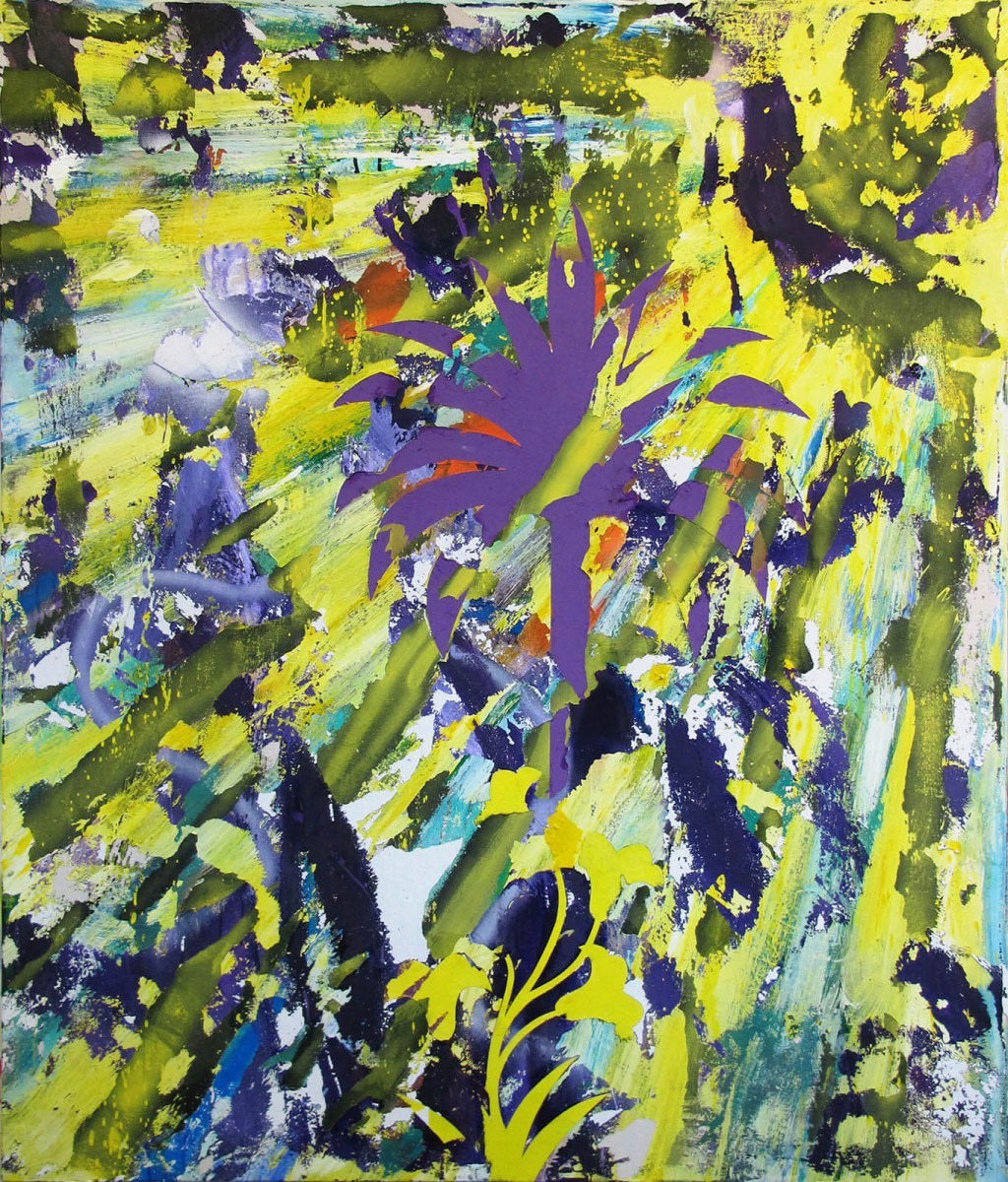 Guy Avital, Sun, Acrylic and collage on canvas 120 x 103 cm