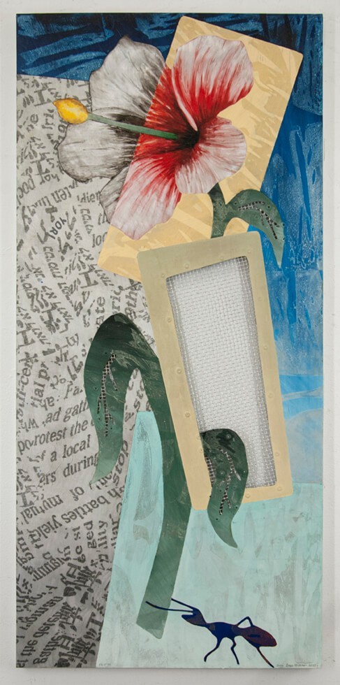 Zigi Ben-Haim, FL-036,2021,Oil,Paper and Wire Mash on Aluminum 122 x 56 cm