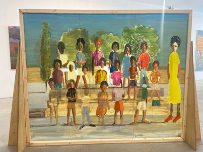 Alon Kedem, Class,2022, Oil on glass, 166 x 205 cm