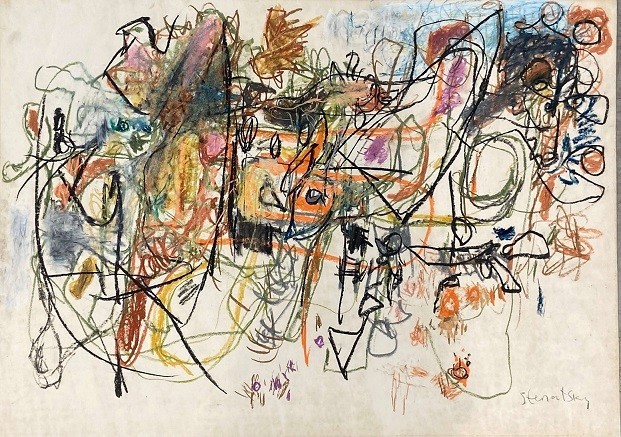 Avigdor Stematsky, Abstract,the 70's,Oil chalk on paper 50 x 70 cm