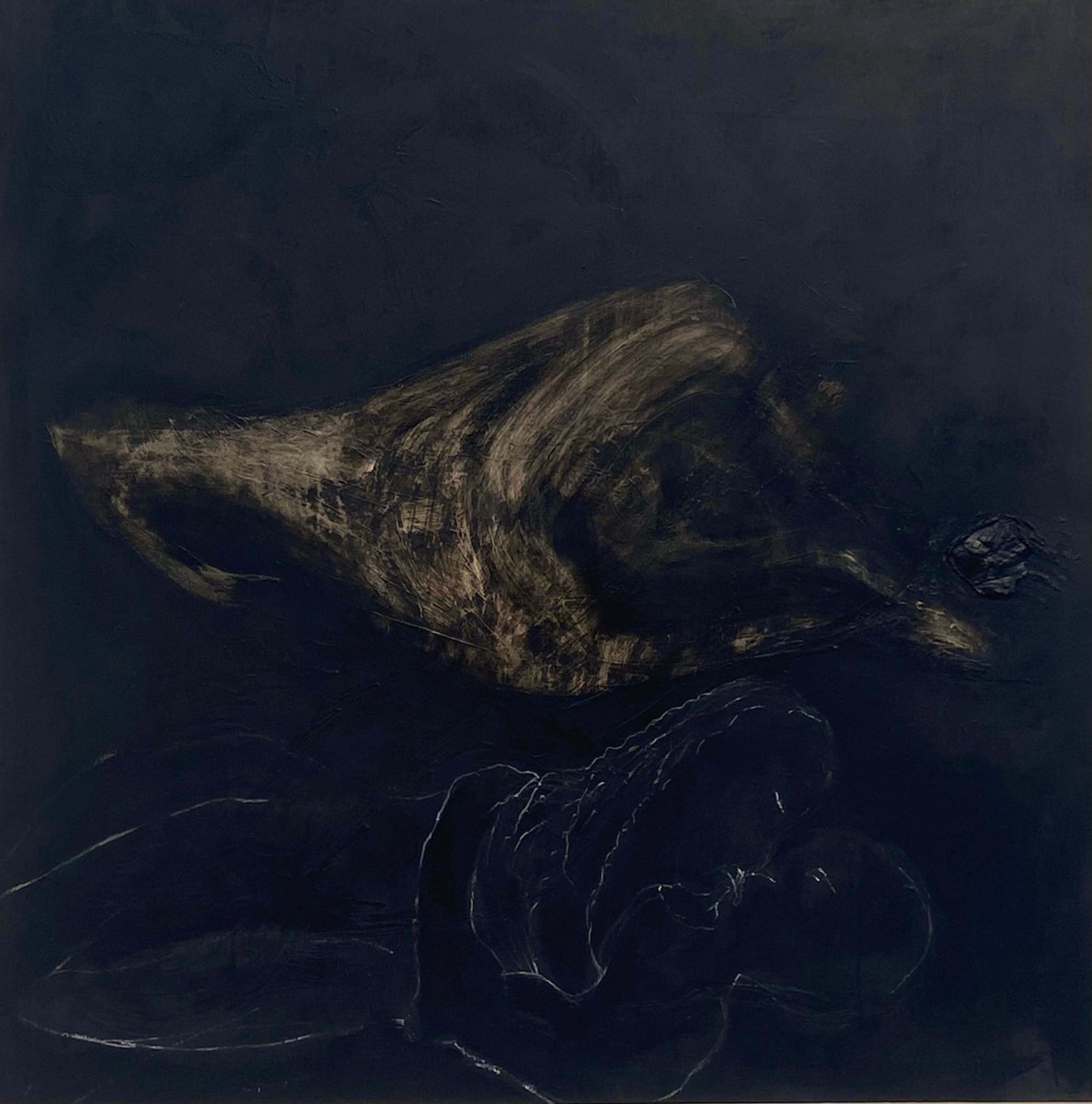 Israel Kabala, Untitled, 2022, Mixed media on board, 120 x 120 cm
