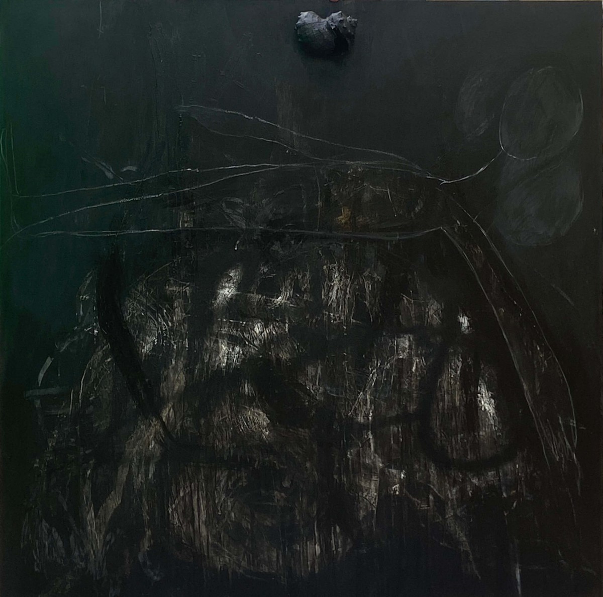 Israel Kabala, Untitled, 2022, Mixed media on board, 120 x 120 cm