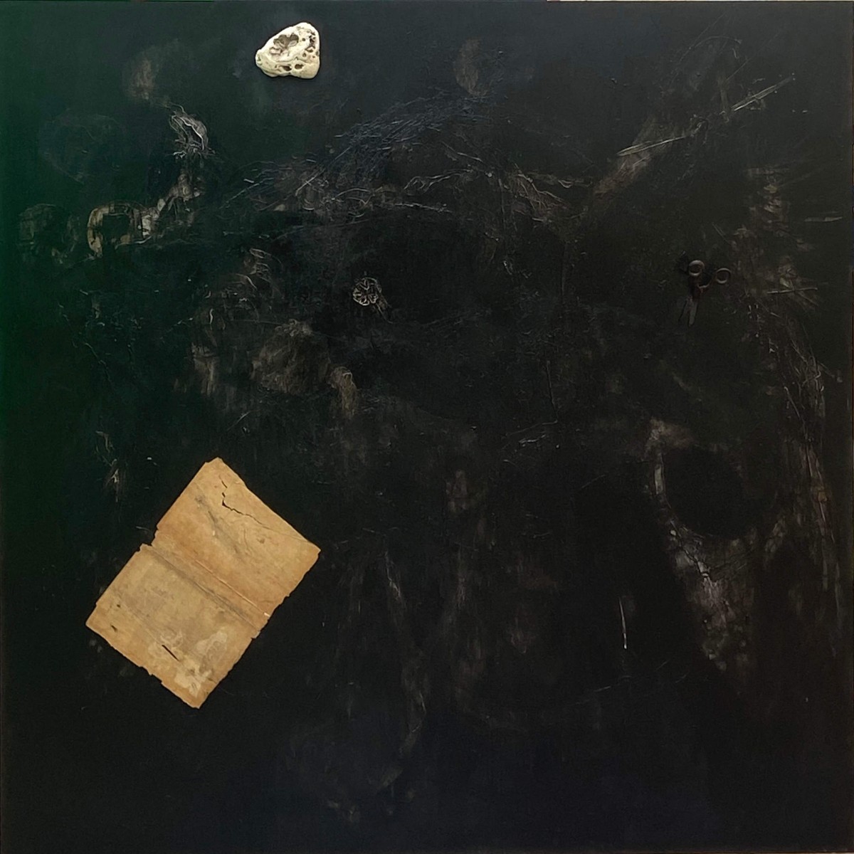Israel Kabala, Untitled, 2022, Mixed media on board, 120 x 120 cm