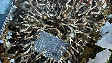 05-Shay Kun, No Sanctuary, 2022, Oil on canvas, 81 x 142 cm