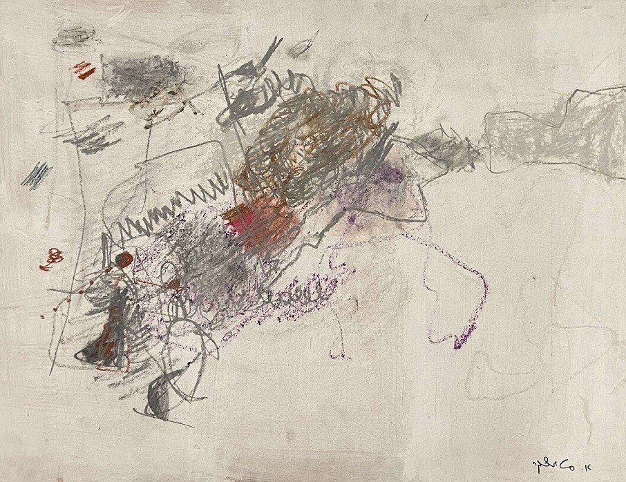 Avigdor Stematsky, Abstract,the 70's,Oil chalk on cardboard 52 x 67 cm