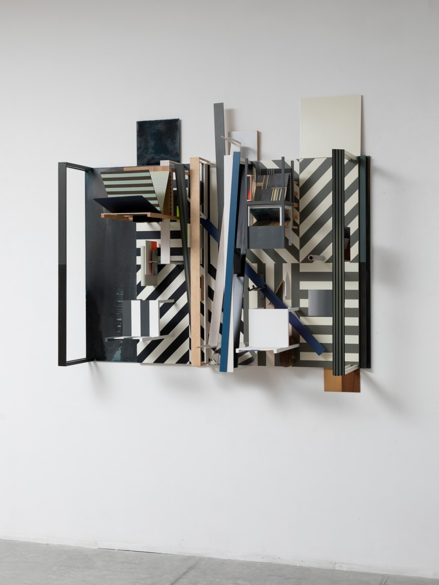 Nahum Tevet, Reflection Reflection, 2021-22, Acrylic and industrial paint on wood, cardboard and mirrors,151x158x69cm,